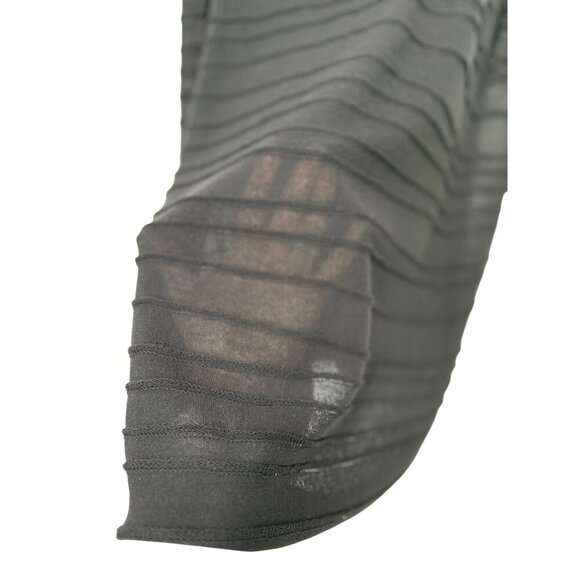 Eileen Fisher System Black Cotton Tank Top Tunic A-Line Ribbed Gauzy Mesh Size L - Picture 3 of 7